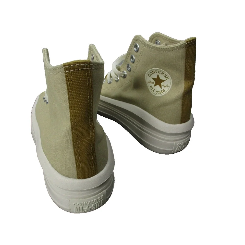 Converse Womens Sz 6 Chuck Taylor All Star Move Hi Platform Beige Combs Shoes